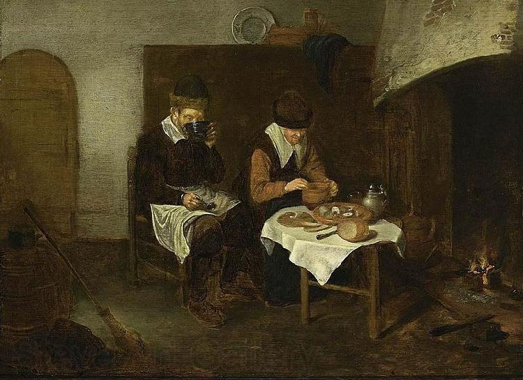 Quirijn van Brekelenkam A Couple Having a Meal before a Fireplace France oil painting art